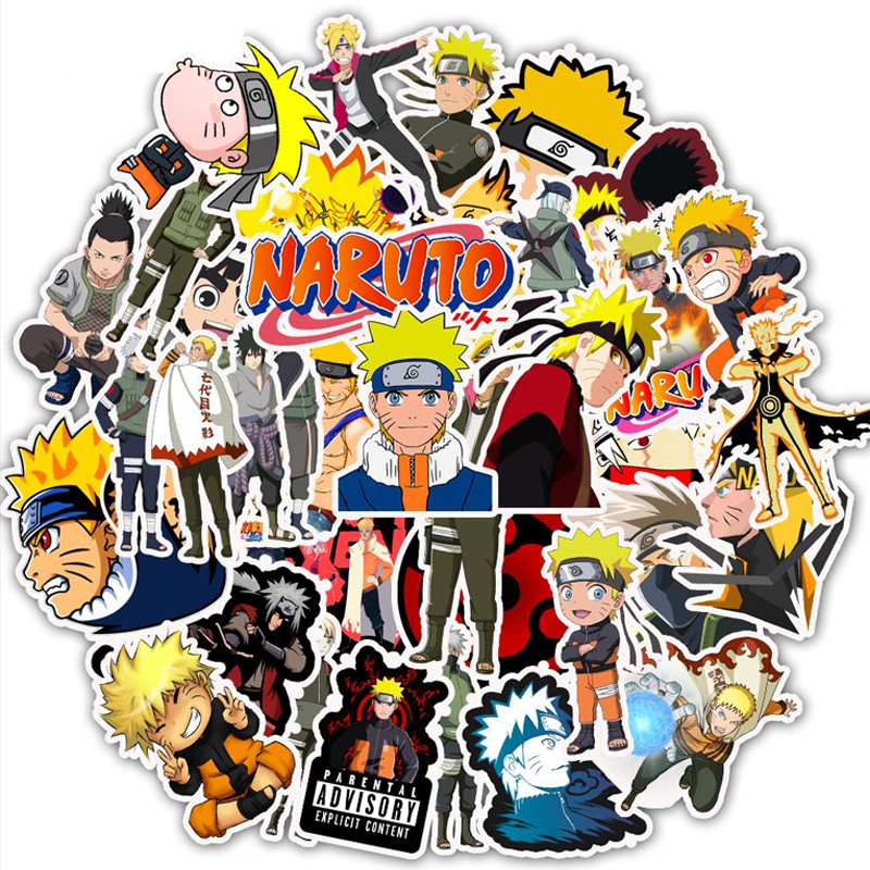 Set 50 miếng dán ht hiphop Naruto chống thấm nước đa năng dùng trang trí