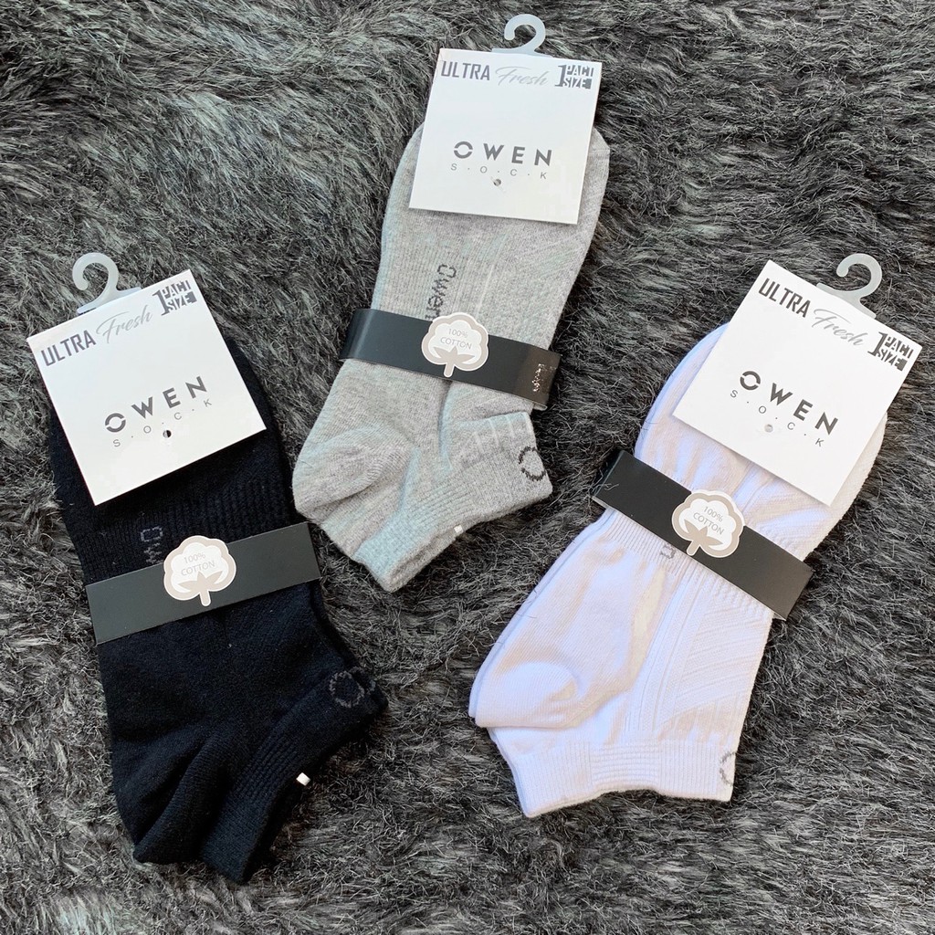 OWEN - Tất nam cổ ngắn Owen 100% cotton khử mùi