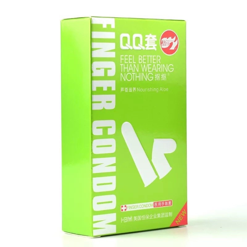 Bao cao su ngón tay HBM QQ Xanh Lá - Dưỡng chất lô hội hộp 10 bcs