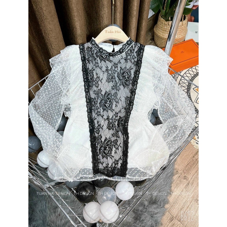 Áo sơ mi công chúa đáp ren - Hàng L1