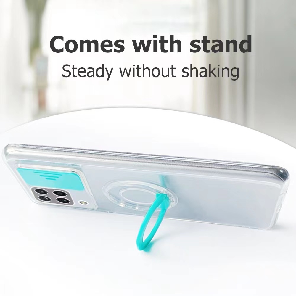 Ốp Điện Thoại Trong Suốt Chống Rơi Có Giá Đỡ Trượt Cho oppo A52 A72 A92 A94 4g F19 Pro A74 4g F19 Reno 5 F11 Pro