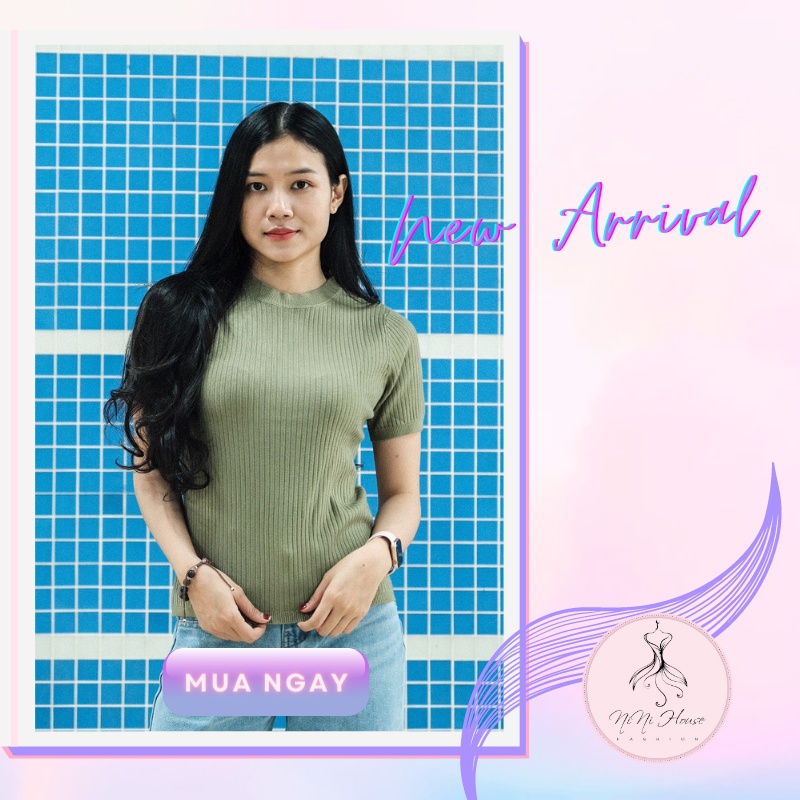 Áo len tăm cộc tay trơn basic - bảng màu pastel