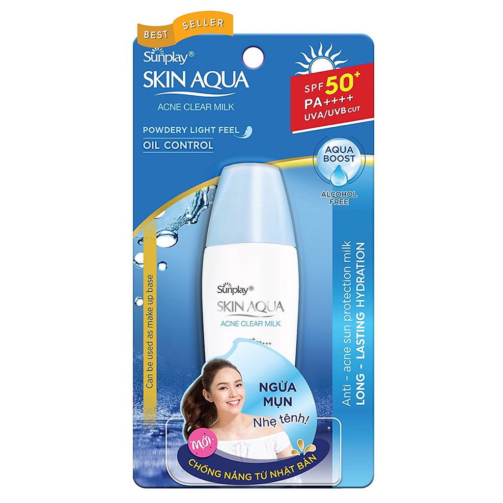 Kem chống nắng dưỡng da, ngừa mụn - Sunplay Skin Aqua Acne Clear Milk 25g