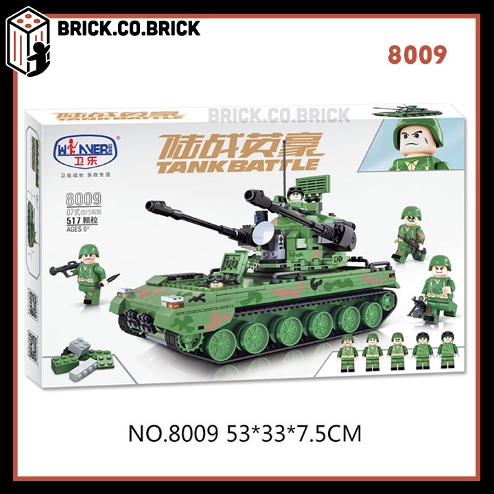Military Army Đồ chơi Lắp ráp Xe Tăng Quân Đội Mô hình Xe Pháo Phòng Không Tự Hành Xếp Hình Battle Tank Winner 8009