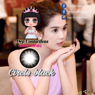 Lens vassen circle black 0 độ + có độ cận