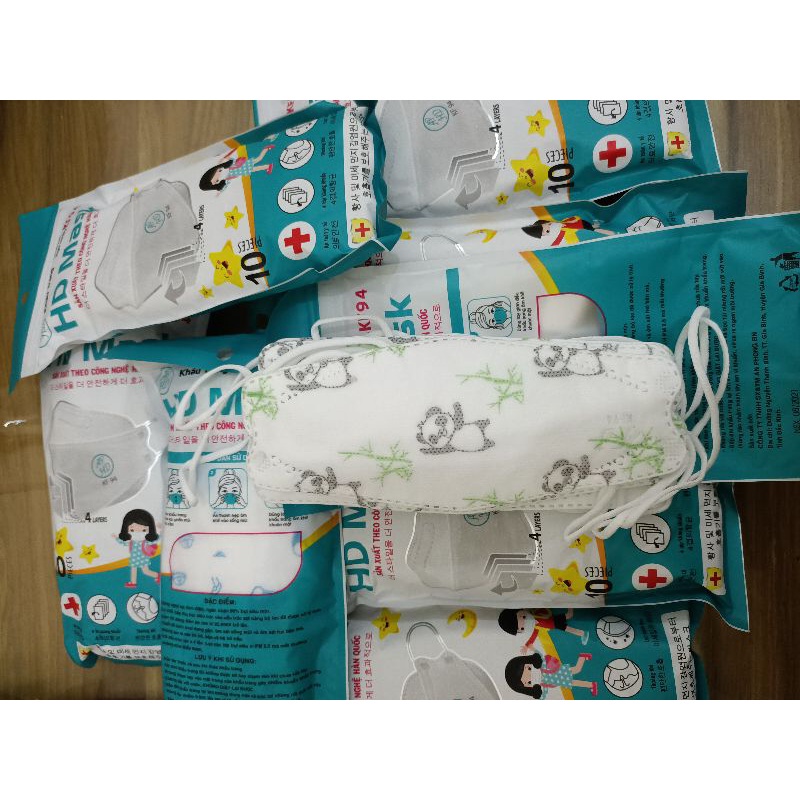 Túi 10 chiếc khẩu trang kháng giọt bắn KF94 hàng cao cấp cho bé