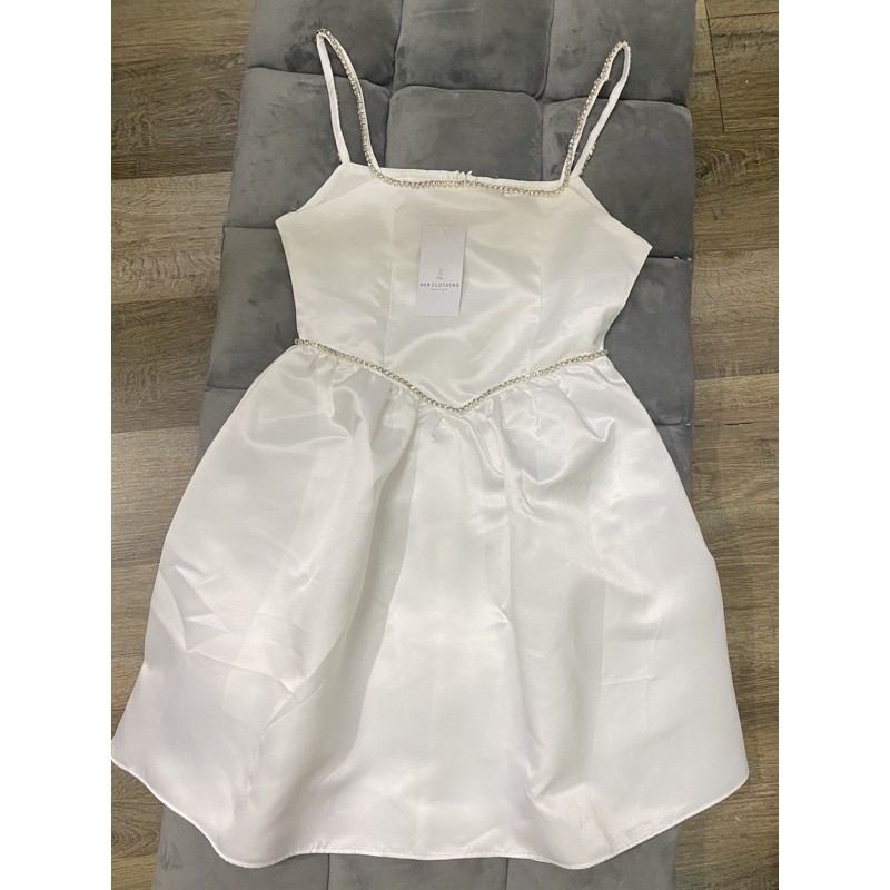 [new] Váy đầm nữ 2 dây dự tiệc trắng xòe phối cườm lấp lánh sang chảnh MINER DRESS | BigBuy360 - bigbuy360.vn