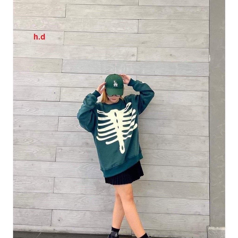 Áo nỉ bo cotton rêu xương 5D HD12