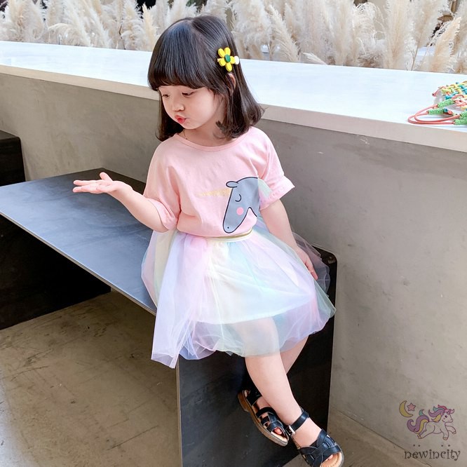 Set áo thun + chân váy lưới xinh xắn cho bé gái