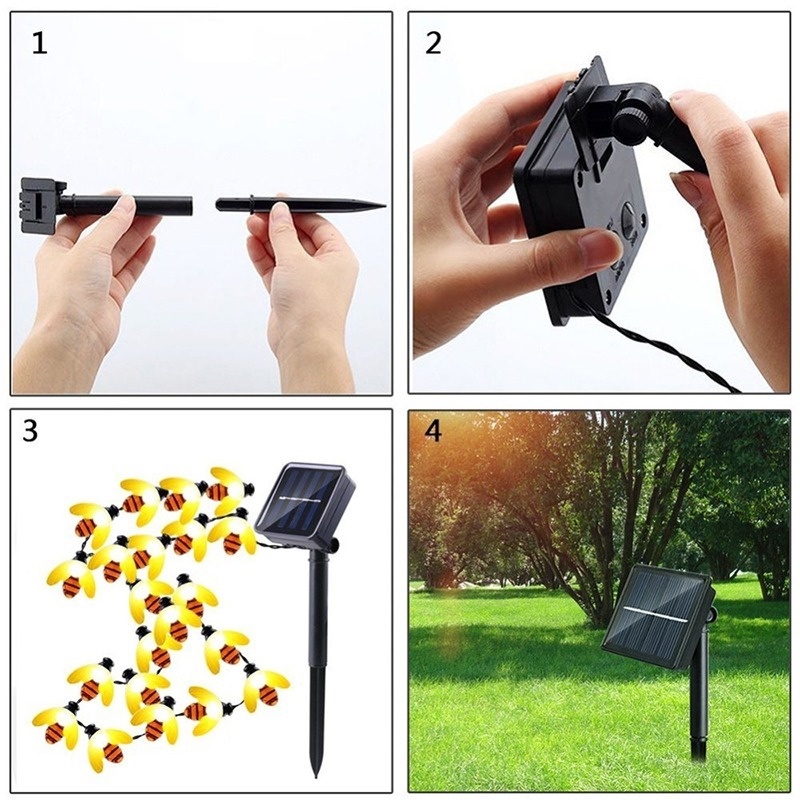 Dây Đèn Led 20/30 Bóng Hình Con Ong Trang Trí Sân Vườn