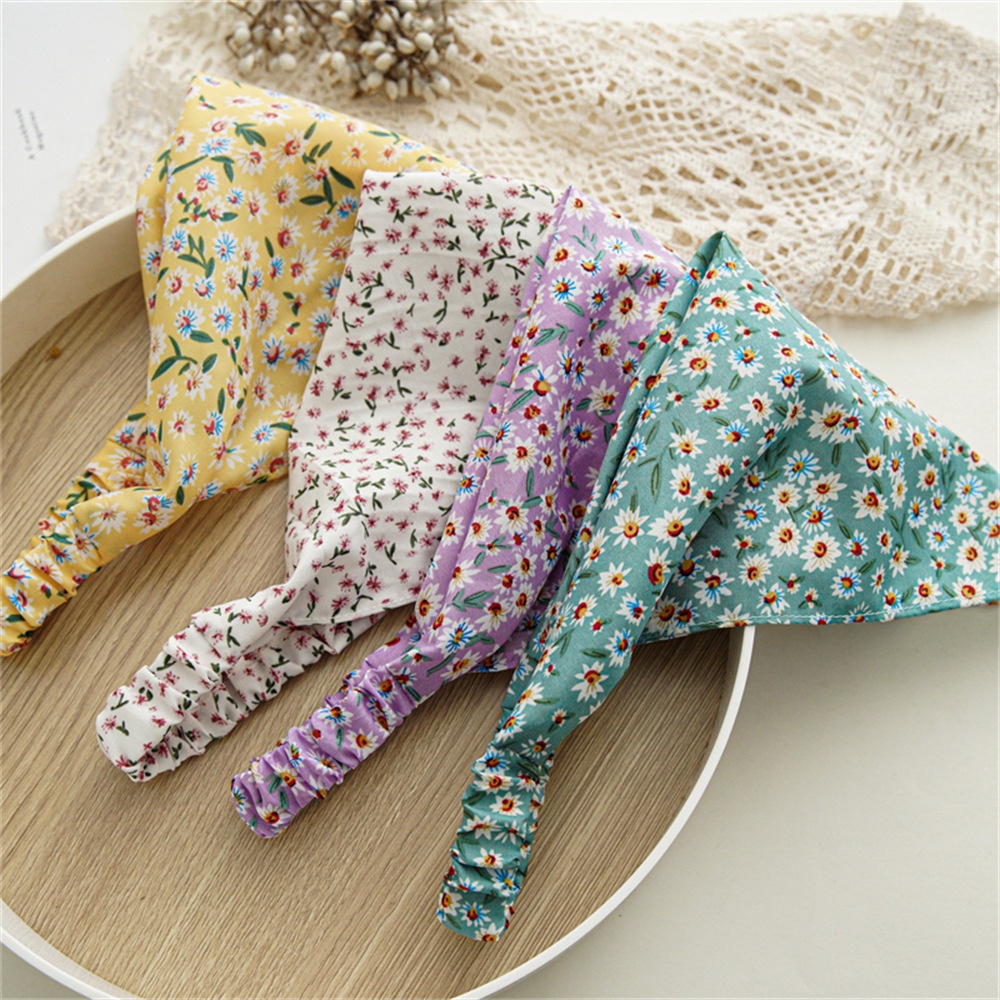 Băng Đô Co Giãn Hình Tam Giác Họa Tiết Hoa Thời Trang Mới Cho Nữ