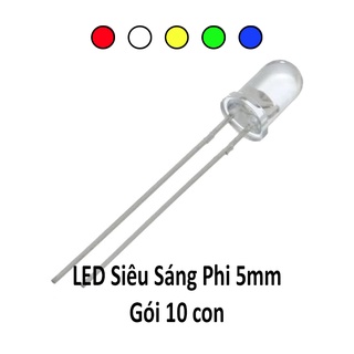 Led siêu sáng phi 5mm - gói 10 con