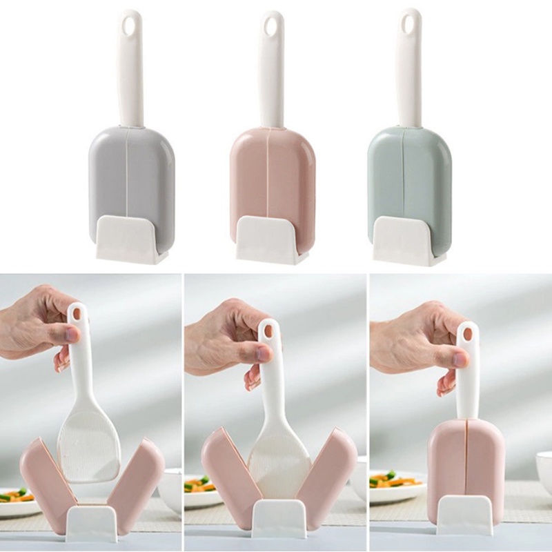 Set đế đỡ vá xới cơm tự đóng mở nắp chống bụi bẩn chống dính tiện lợi cho nhà bếp
