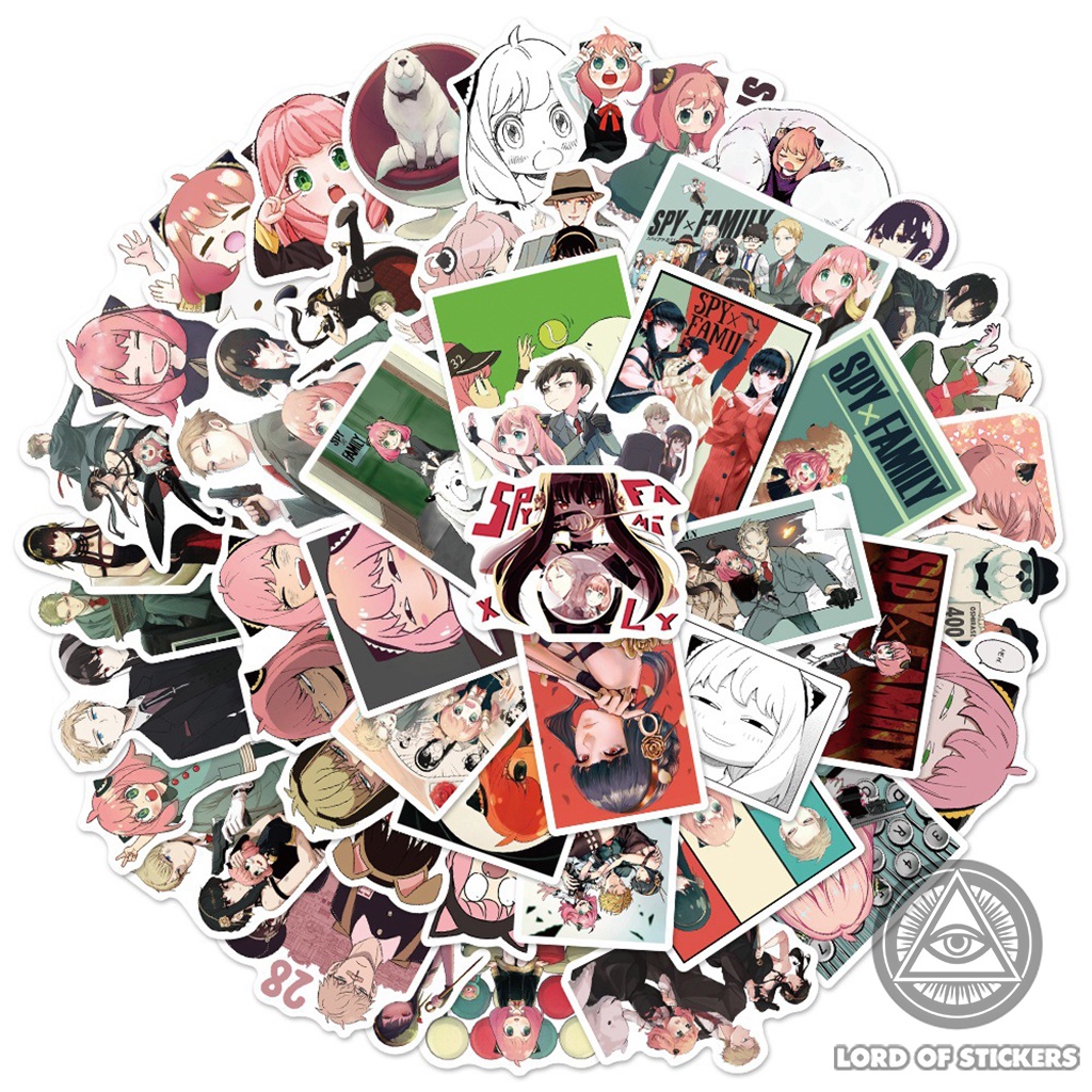 Set 50 Hình Dán SPY x FAMILY Sticker Cute Truyện Tranh Anime Manga Chống Thấm Nước Trang Trí Mũ Bảo Hiểm, Laptop, Vali