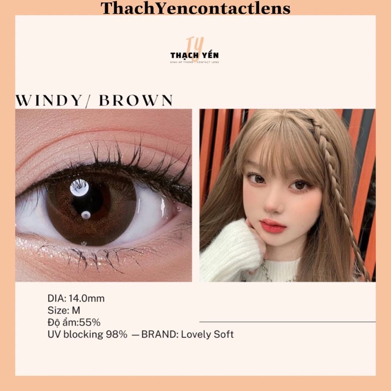 Kính Áp Tròng Windy Brown Lens Nâu Cận 0-10 Độ