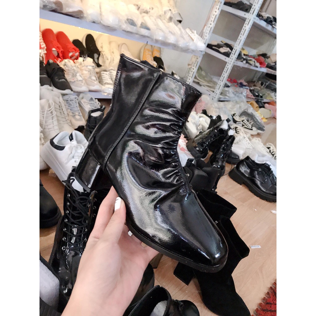 Bốt - Boots thời trang Nữ - Gót vuông 5cm - Nhăn dúm