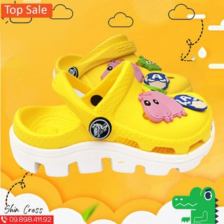 dép cross cho bé💖FREESHIP💖dép cross cho bé vàng đế trắng DEPCROSSKID21 tặng thêm 6 jibitz cài dép cross