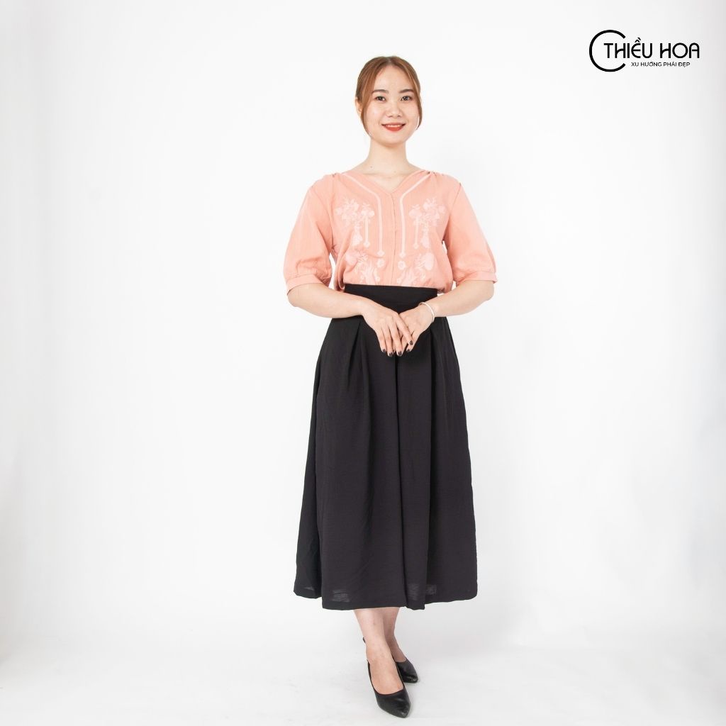 Quần Váy Trung Niên Thiều Hoa Chất Vải Chiffon Mềm Nhẹ, Thoáng Mát, Kiểu Dáng Trẻ Trung Không Kén Người Mặc QD1A0305