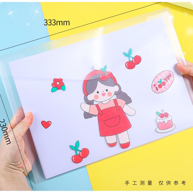 PK778 Túi đựng giấy a4 nhựa PP in hình xinh xắn cute giá rẻ khóa bấm