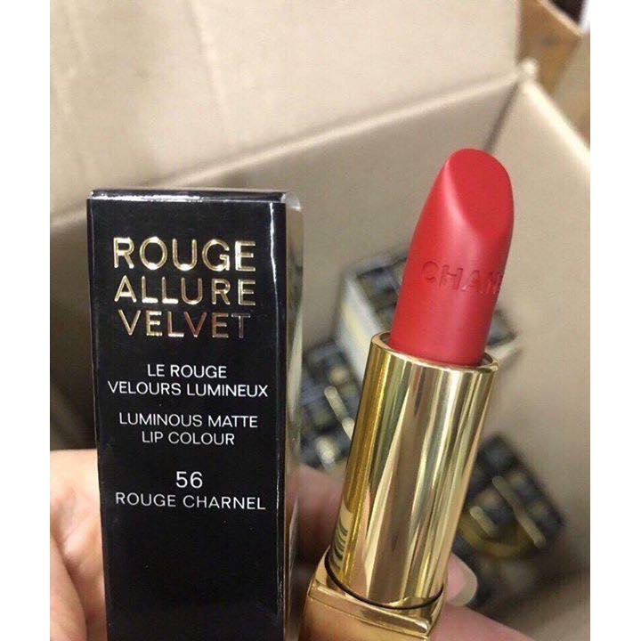 Son Chanel Rouge Allure Velvet màu 56 Đỏ Tươi [chuẩn auth]