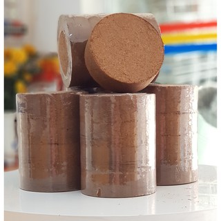 Viên nén xơ dừa đường kính 13cm cao 4cm đến 5cm, Viên nén xơ dừa trồng rau mầm, viên chữ nhật 20 x 10 x 5