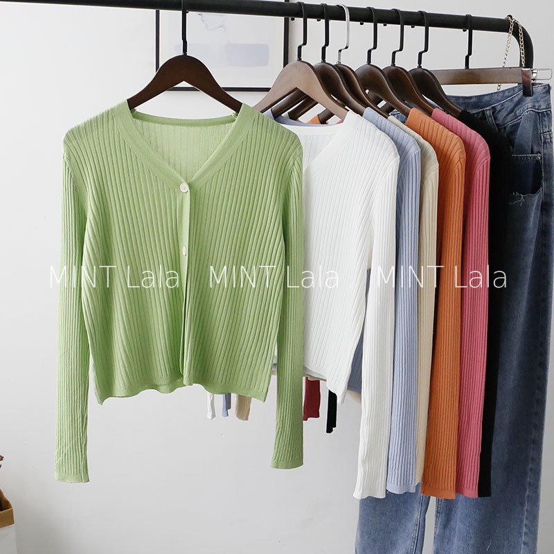Áo Khoác Len Mỏng 4 Cúc Cổ V Hàng Quảng Châu Giá Rẻ