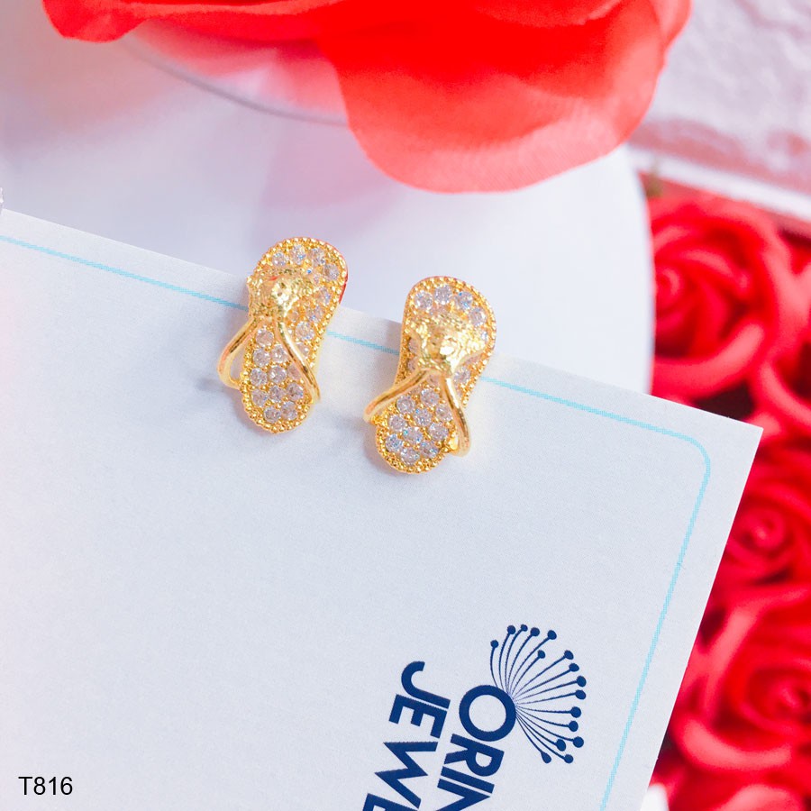 Bông tai nữ hình chiếc dép đính đá thiết kế cao cấp Orin T816