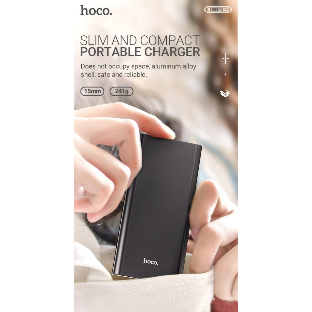 Pin Sạc Dự Phòng 2 Cổng Sạc Nhanh 2A Hoco J72A dung lượng 20000mAh Chính Hãng