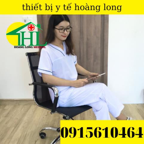 Bộ blouse cổ tim viền XANH DƯƠNG nam nữ cộc tay - bộ scrubs kỹ thuật viên cho điều dưỡng, dược sỹ, y tá, bác sĩ