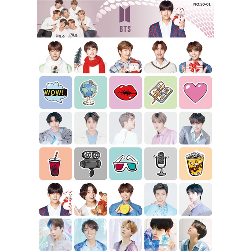 Set Sticker idol Kpop bts black và hoạt hình đáng yêu DecorMe Hình Dán trang trí sổ tay album ảnh KP1