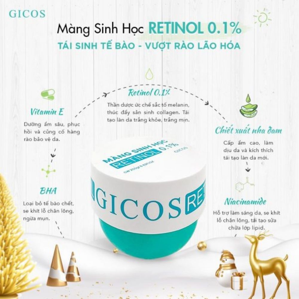 Kem Body Gicos Dưỡng Trắng Da- Gicos Màng Sinh Học Retinol 0.1%- Body Tươi Trẻ Sáng Mịn 250g