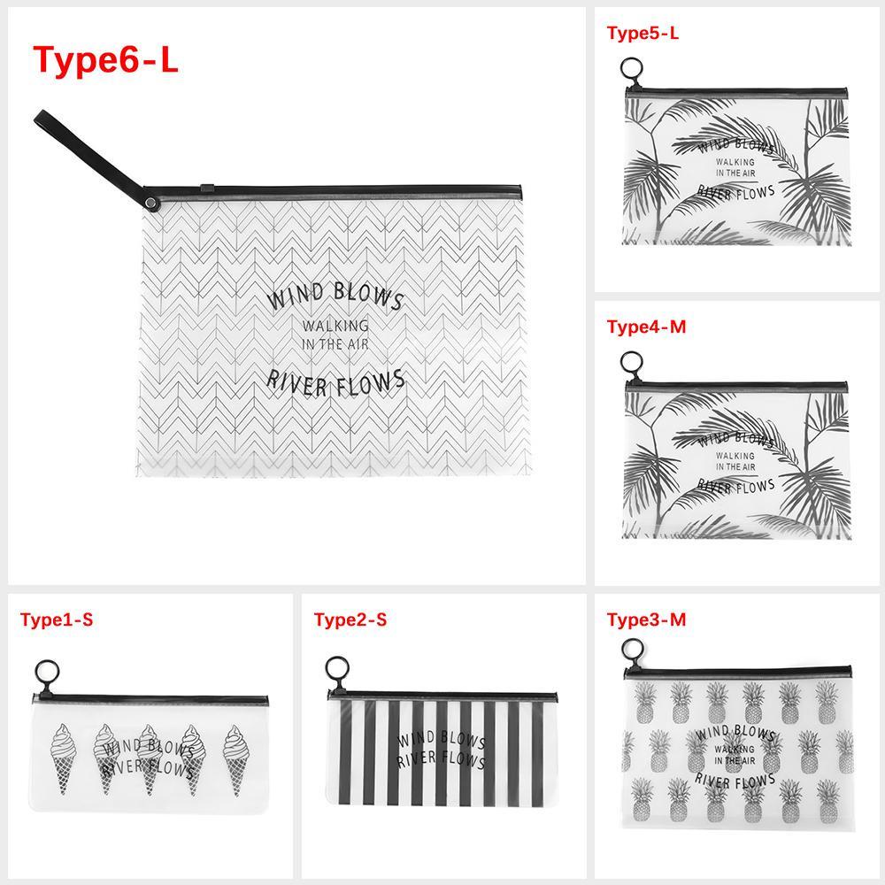 Túi Đựng Mỹ Phẩm Khóa Kéo Họa Tiết Cây Dừa Màu Trong Suốt Ốp