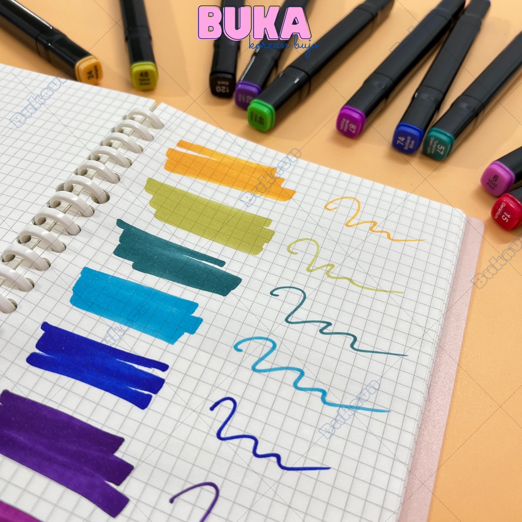 Bút dạ Marker Touch nhiều màu cao cấp Decorme kèm túi vải họa cụ vẽ tranh cao cấp 12 màu