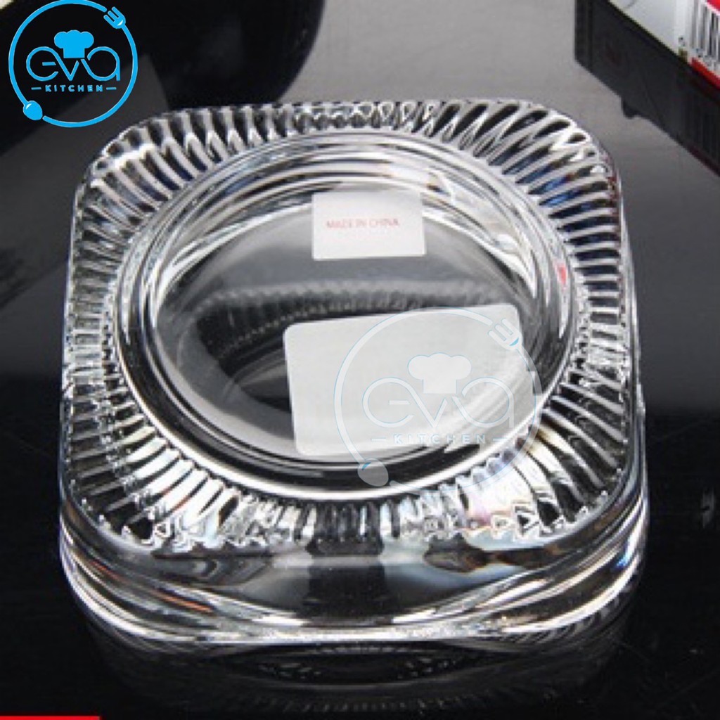 Gạt Tàn Thuỷ Tinh Glass Ashtray Kiểu Dáng Vuông Bầu Sang Trọng Deli 1024 M1000