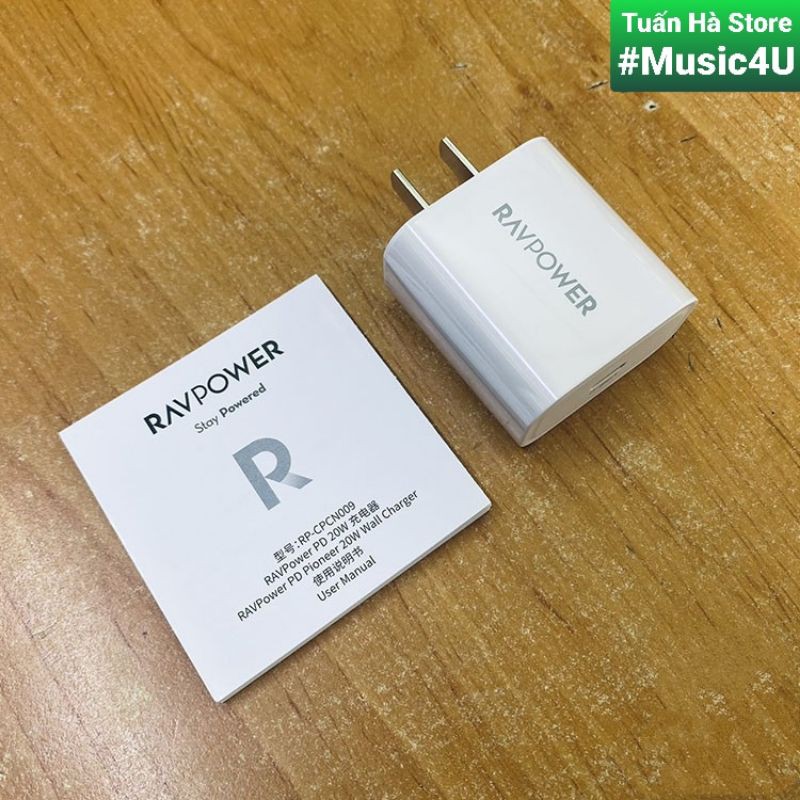Bộ sạc nhanh RavPower 20W và cáp RP-CB054 cho IPhone 12, IPhone 12 Pro, IPhone 12 Pro Max [Music4U]