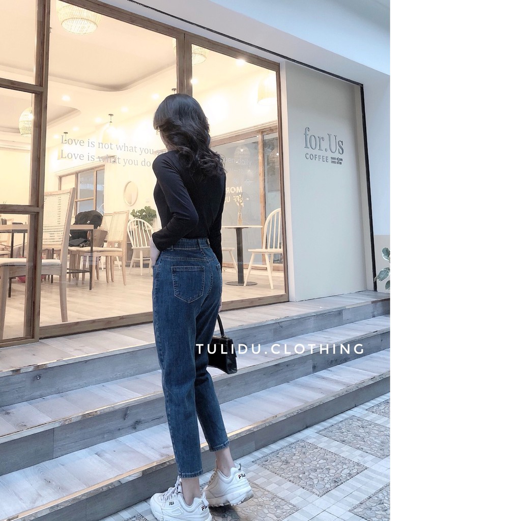 Quần Jean Nữ Dáng Baggy Cạp Lưng Cao Trơn 🌈 Hàng Cao Cấp🌈 Quần Bò Nữ Co Giãn [ẢNH THẬT] 95.04 | BigBuy360 - bigbuy360.vn