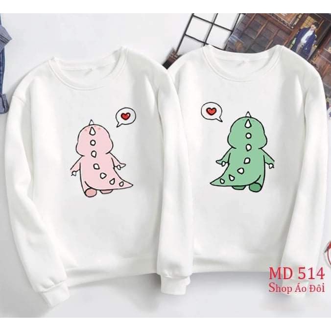 Áo Sweater đôi nam nữ tình yêu áo đôi mùa đông  khủng long dễ thương