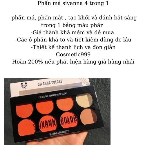 bảng phấn má , tạo khối bắt sáng sivanna Colors 8 ô Ultra Blush Palette HF319-cosmetic999