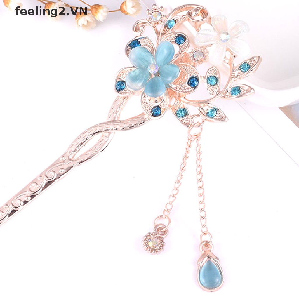 Kẹp Tóc Hình Hoa Và Mèo Đính Đá Độc Đáo