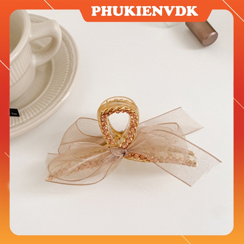 Kẹp tóc lưới ren gắn nơ đính đá khí chất siêu tiên nữ Hàn Quốc MS431