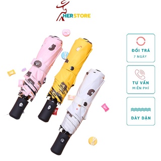 Ô dù mini gấp gọn che mưa che nắng hình gấu Brown dễ thương , Vải dù chánh tia UV ; D01 - HERSTORE