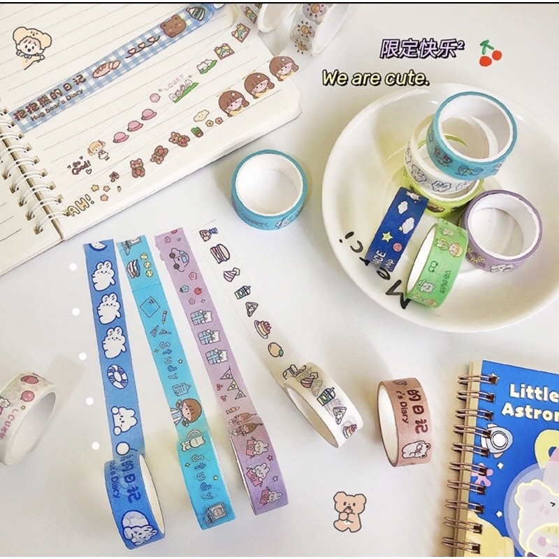 Băng dính trang trí washi tape ngộ nghĩnh lẻ một cuộn