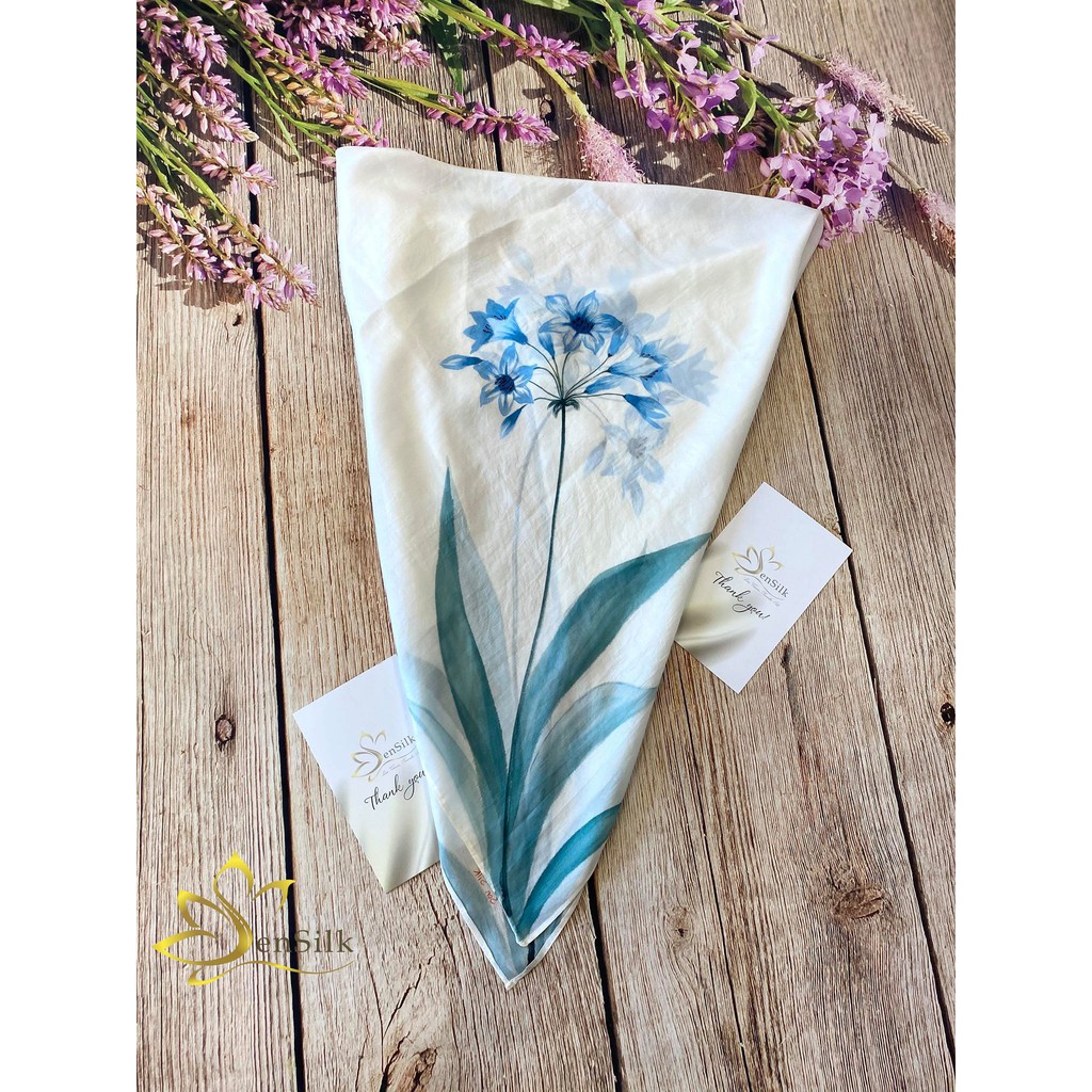 Khăn Lụa Vẽ Hoa Thủy Tiên - SenSilk Painting Silk Scarf