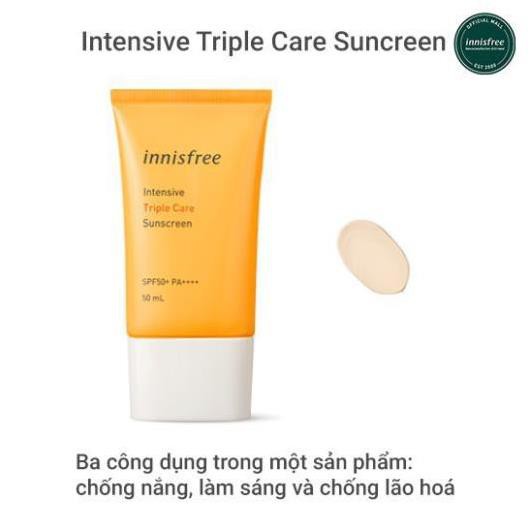 Kem chống nắng innisfree lâu trôi làm sáng da innisfree Intensive Triple Care Sunscreen SPF50+ Pa++++ 50ml