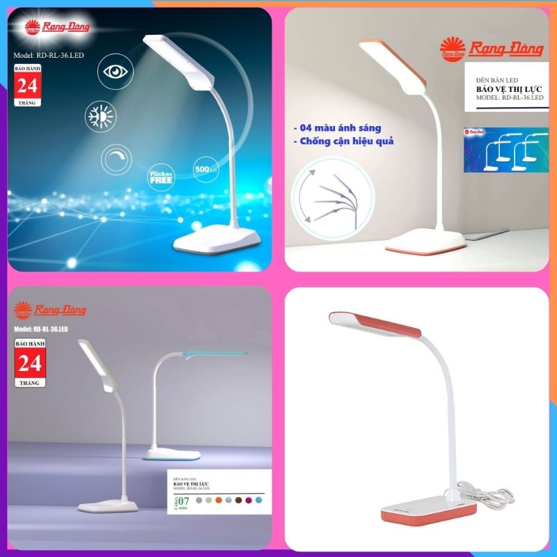 Đèn bàn học chống cận cảm ứng RẠNG ĐÔNG RL36 kèm bóng LED 6W 3 chế độ sáng tùy chọn