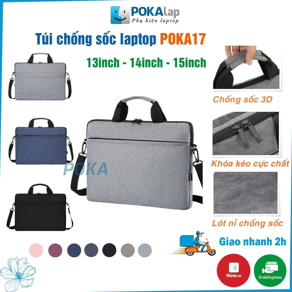 Túi chống sốc laptop, macbook POKA17 chất liệu vải oxford  ngăn chống thấm nước 13 inch 14 inch 15 inch - POKALAP