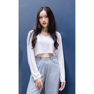 Áo crotop dài tay From rộng ( Cổ tim)