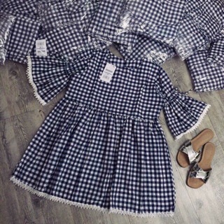 Sale Khủng!!!!Đầm Baby Doll Caro Phối Ren Cực Đẹp