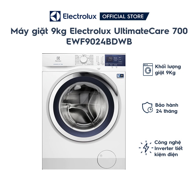 [Mã ELHA22 giảm 5% đơn 300K] Máy giặt 9kg Electrolux UltimateCare 700 EWF9024BDWB