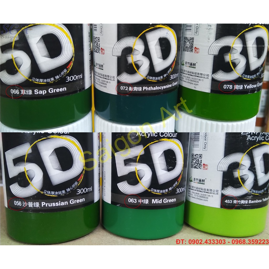 Màu Acrylic Chinjoo 3D-5D 300ml loại THƯỜNG (nhóm 2)